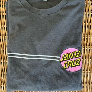 Santa Cruz Skateboards Gray and Pink Short Sleeve Tee
